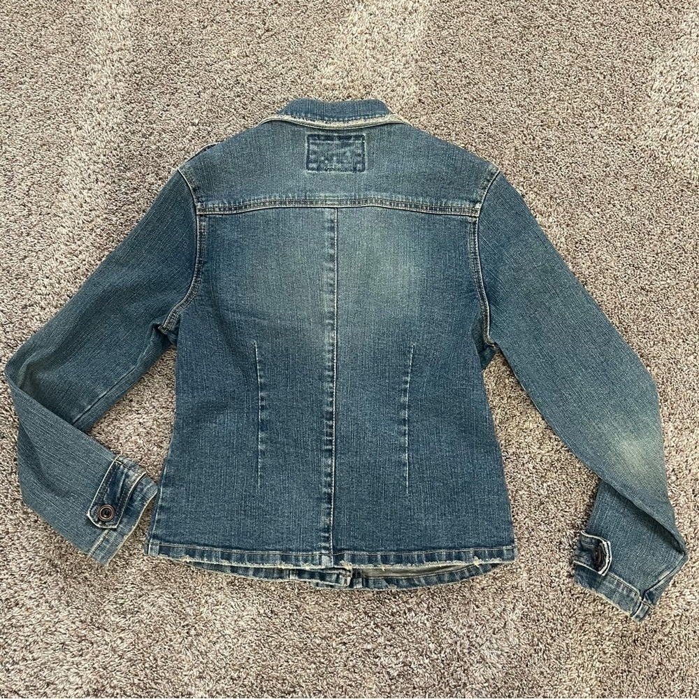 Star Jeans Denim Military Utility Jacket Women’s Size Medium Medium Wash Y2K - Picture 4 of 9